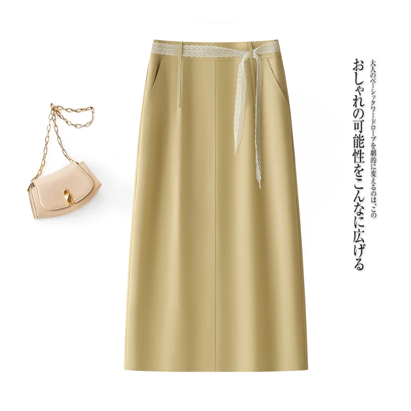 绝美天丝休闲半身裙女夏季2025新款高腰直筒a字中长款一步包臀裙