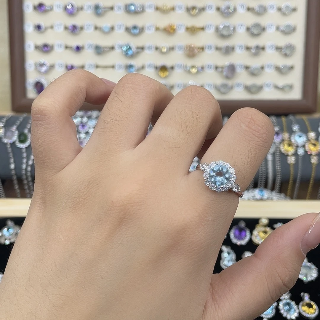 托帕石戒指银S925镶嵌