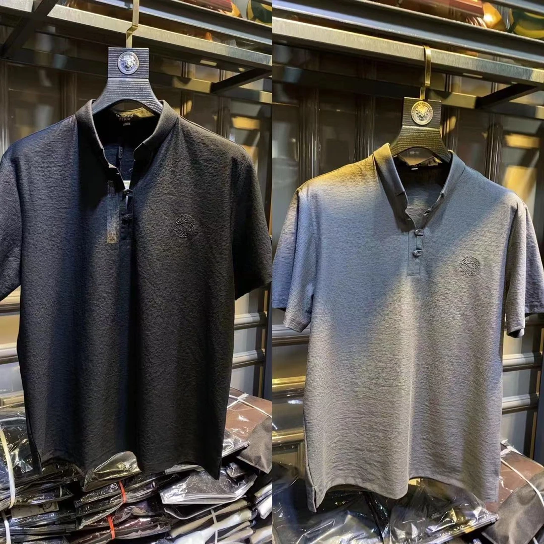 2025夏季新款男士高端时尚小立领短袖T恤 25608