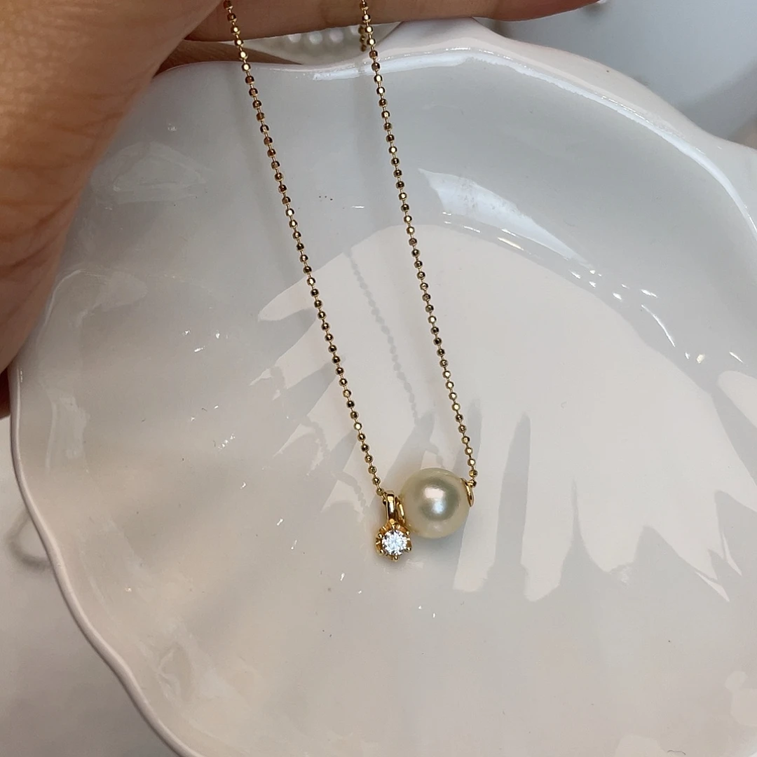 海水珍珠银S925镶嵌项链