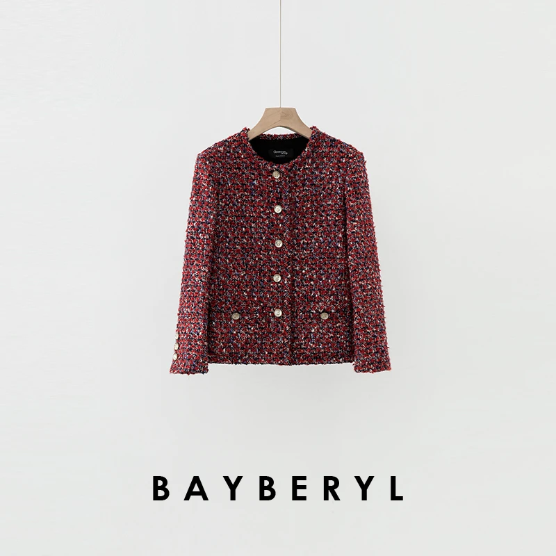BAYBERYL老贝5号香*小版新年红花呢香风气质外套 MF4L1004