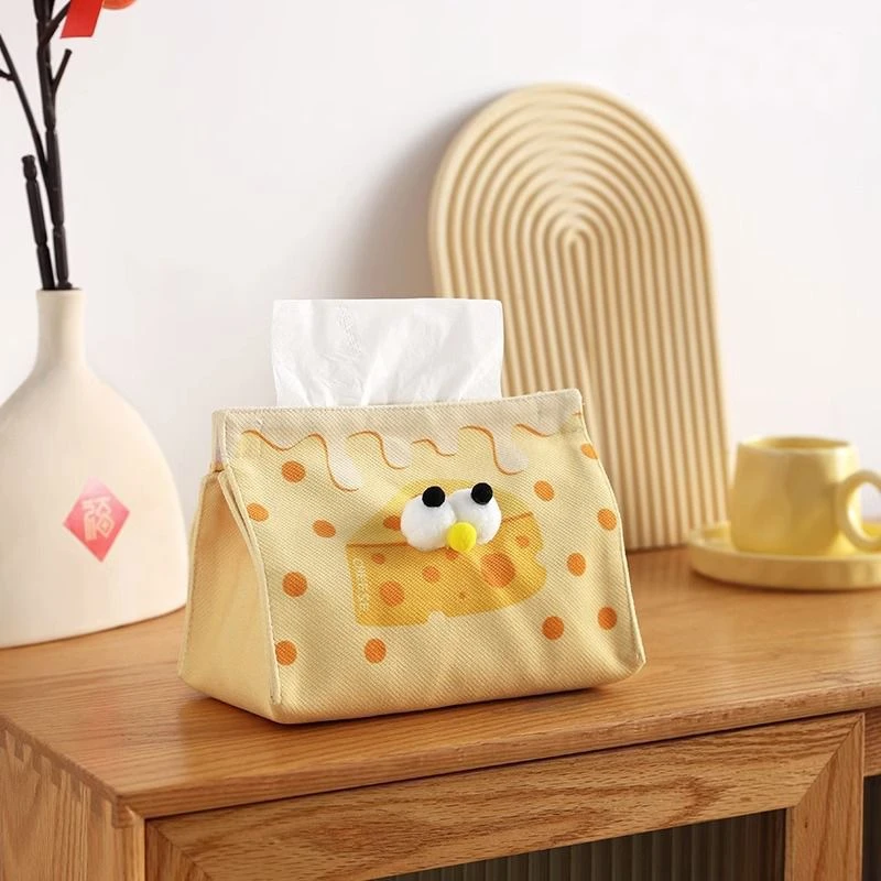 芝士餐厅简约纸巾盒桌面布艺卡通抽纸盒可爱惊讶客厅可爱纸抽盒