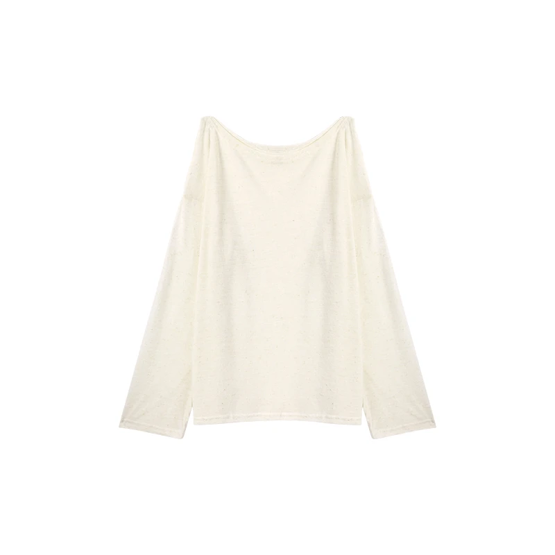 【Q】2025夏季新款休闲百搭罩衫露肩防晒长袖T恤上衣Q240250