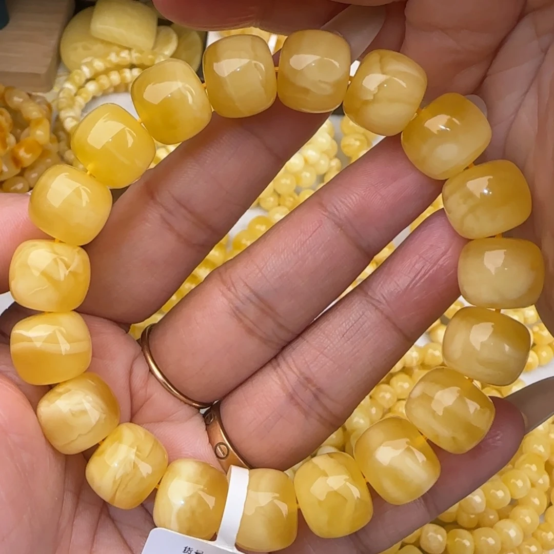 蜜蜡未镶嵌手链妖白花老型手串