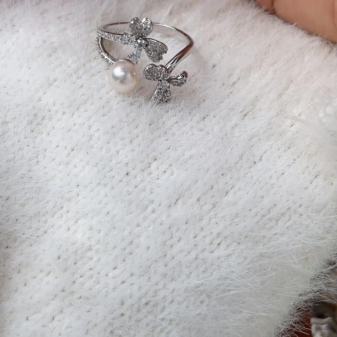 银S925镶嵌海水珍珠戒指