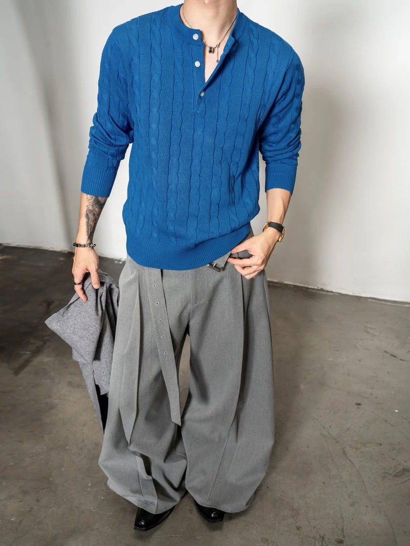 DBWDoublewin简约时尚亲肤舒适高弹麻花针织打底衫松弛感上衣1294