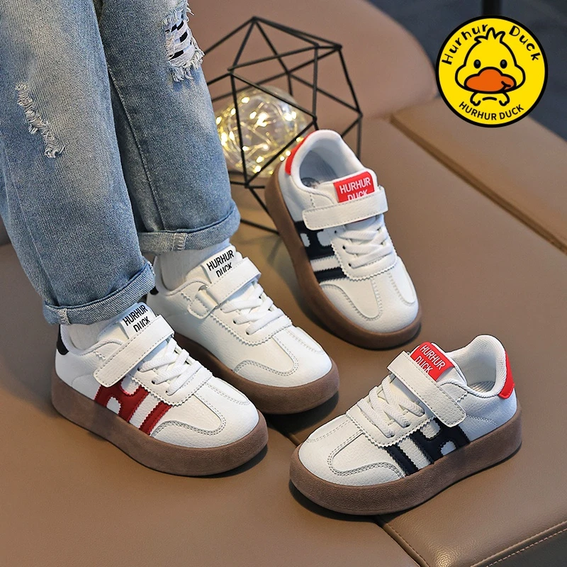 童鞋女童秋冬款2025新款皮面儿童板鞋运动小白鞋中大童男童德训鞋