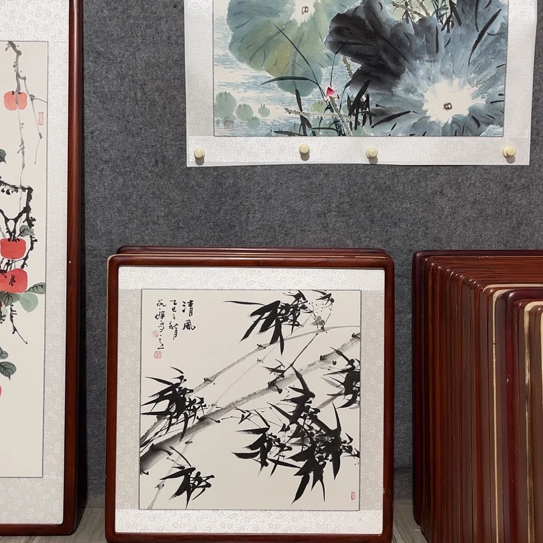 国画书画作品带框63×63