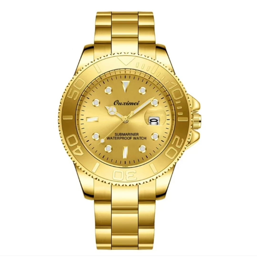 【09号】欧西美 经典男士带日历 金色游艇系列男款腕表-夏