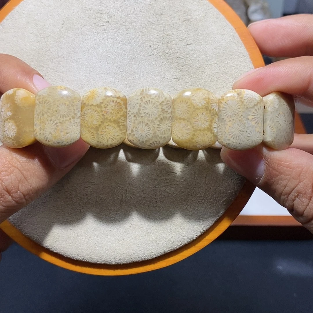 硅化珊瑚（珊瑚玉）手串未镶嵌海藻绿87