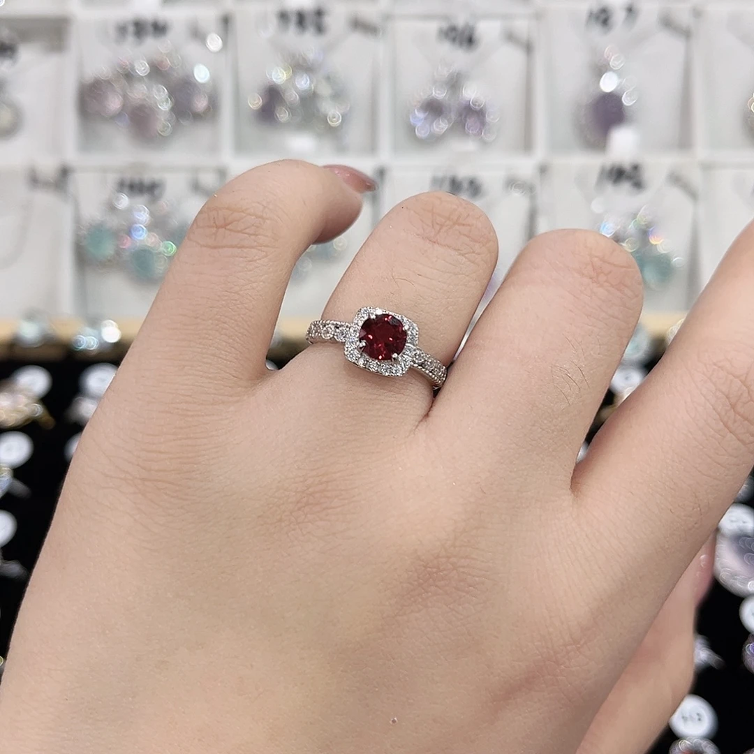 戒指银S925镶嵌石榴石