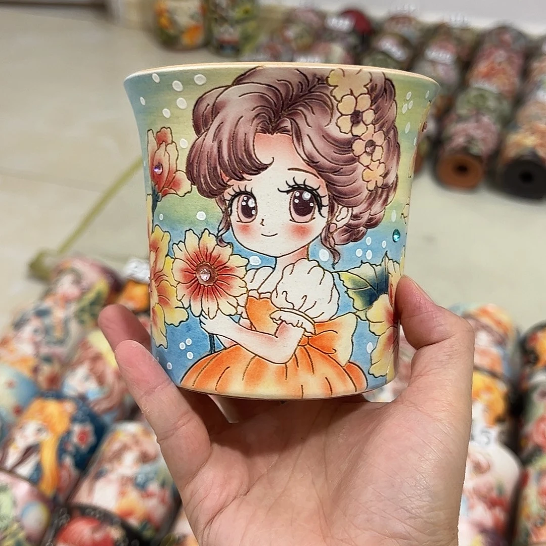 桭***玲景德镇炫彩手绘景德镇陶瓷花盆