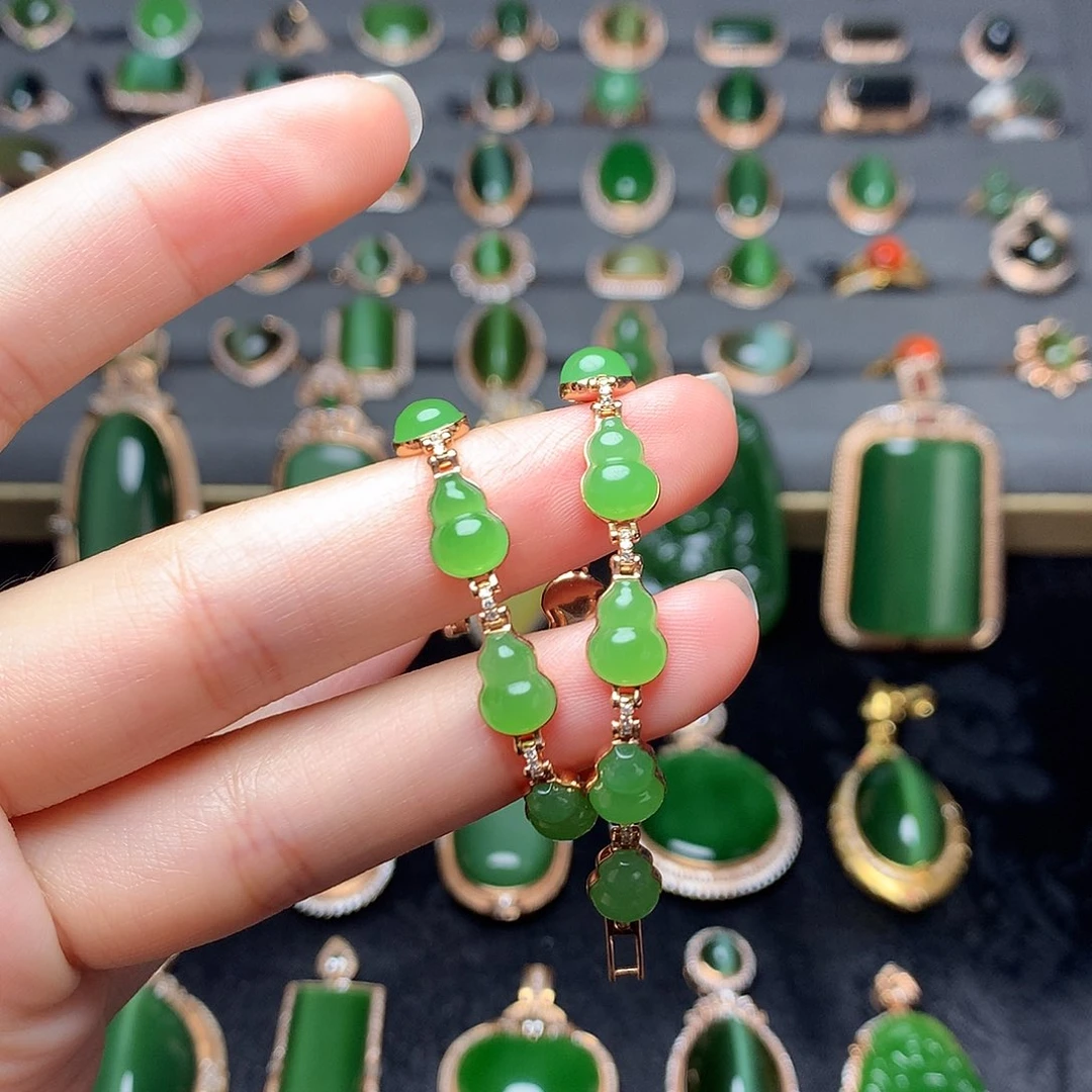 手链18K金镶嵌和田玉不**油