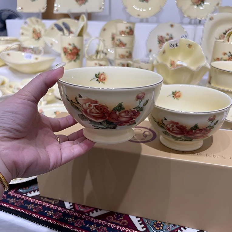 高脚米饭碗4.8英寸口径12.2cm高7.5cm大众欧式碗精美高档饭碗汤碗