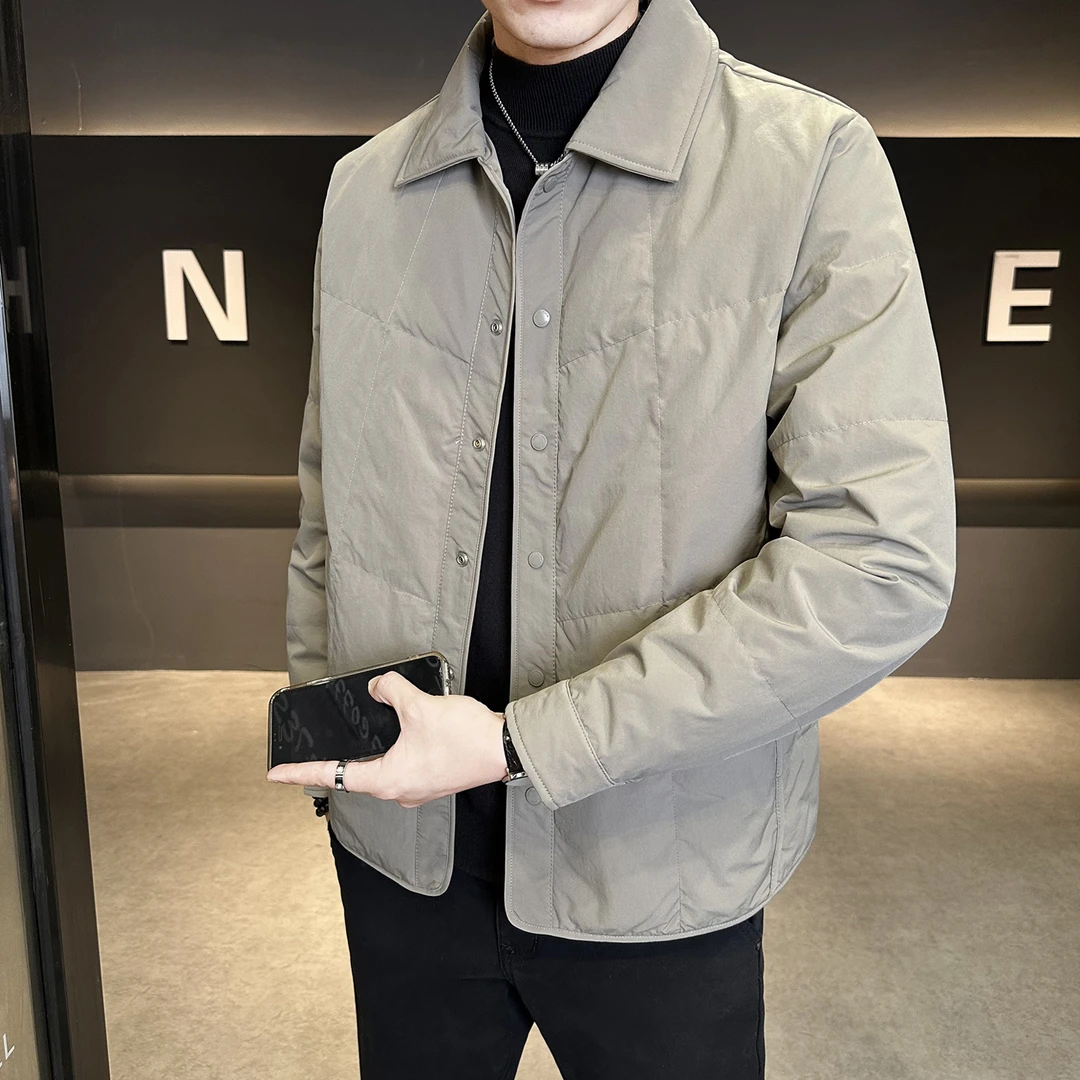 轻薄保暖男士羽绒服冬季2025新款翻领潮牌商务休闲男装夹克外