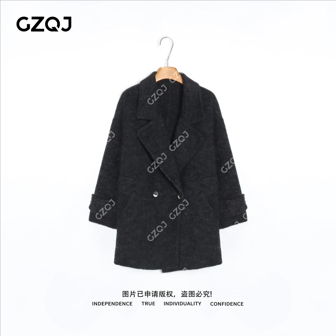 广州琴姐【都市柔廓】100支高支羊毛潮流双面毛呢外套女秋冬款61631