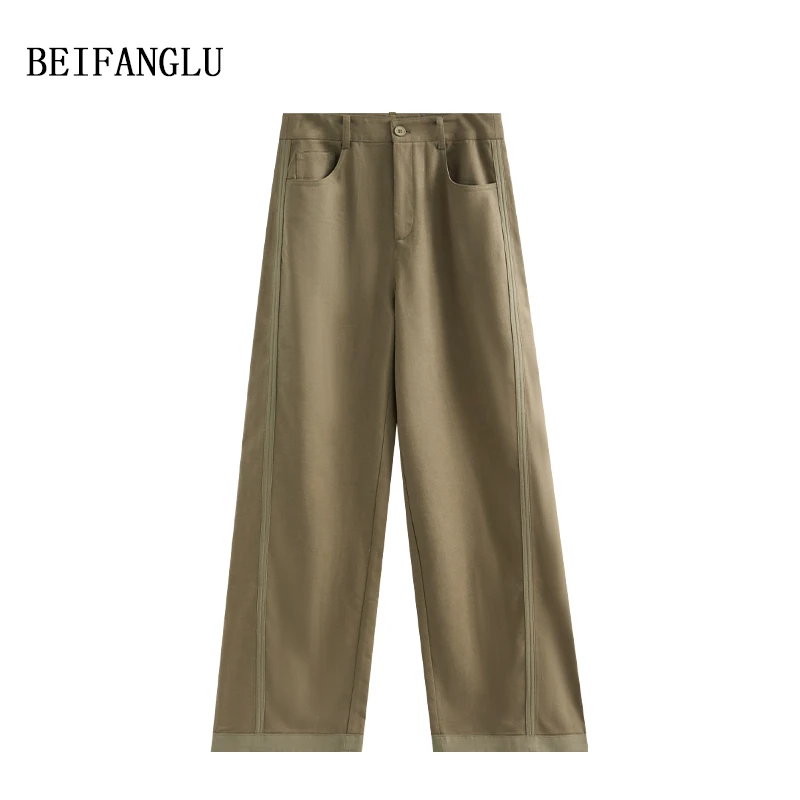 北方鹿【解构分割休闲裤】舒适莱赛尔棉春夏薄款百搭阔腿裤女W9277