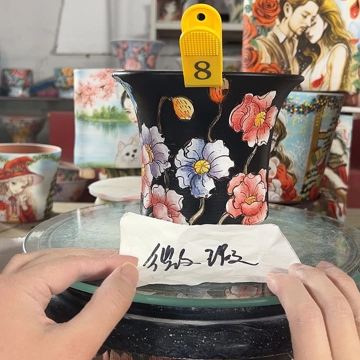 景德镇手绘花盆性价比超高的直播间