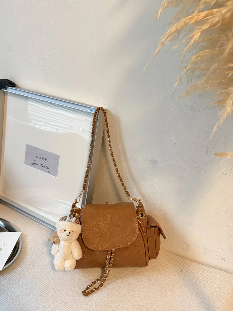 新款菱格链条包包2025机车包翻盖包