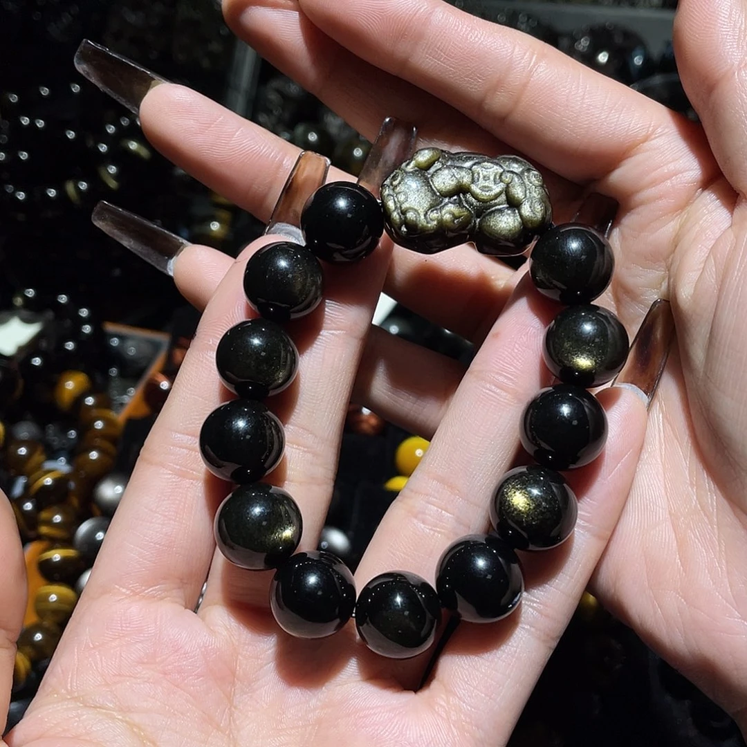 黑曜岩手链未镶嵌一**好