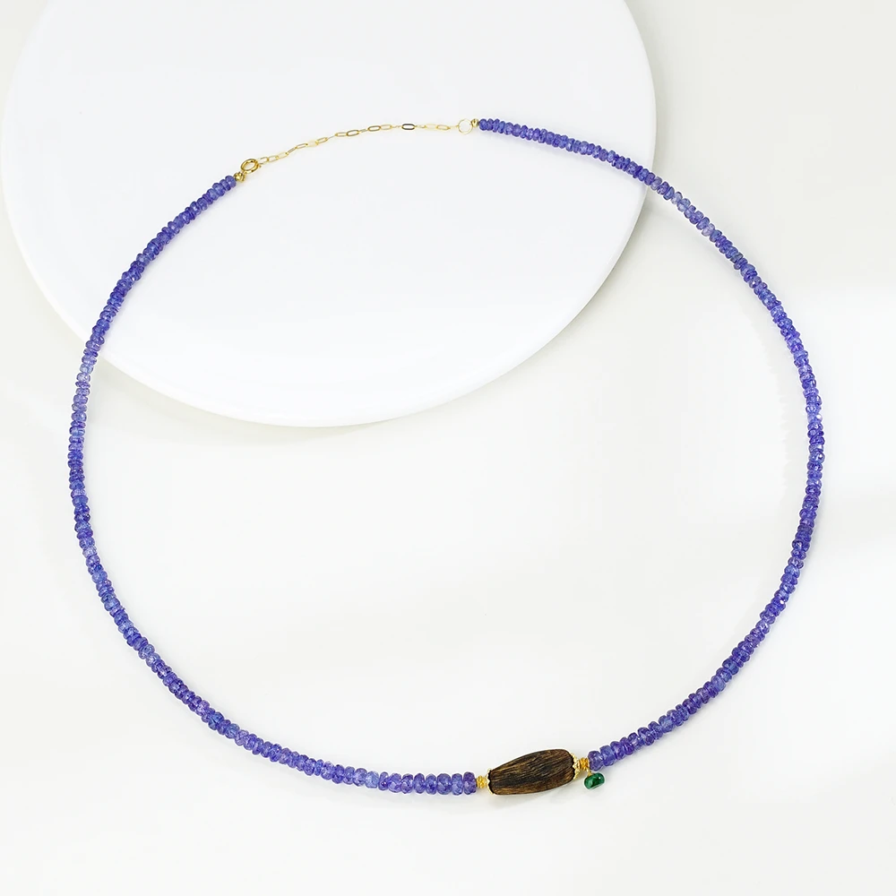 【温禾柔】18K沉香坦桑石项链（45+5）44316