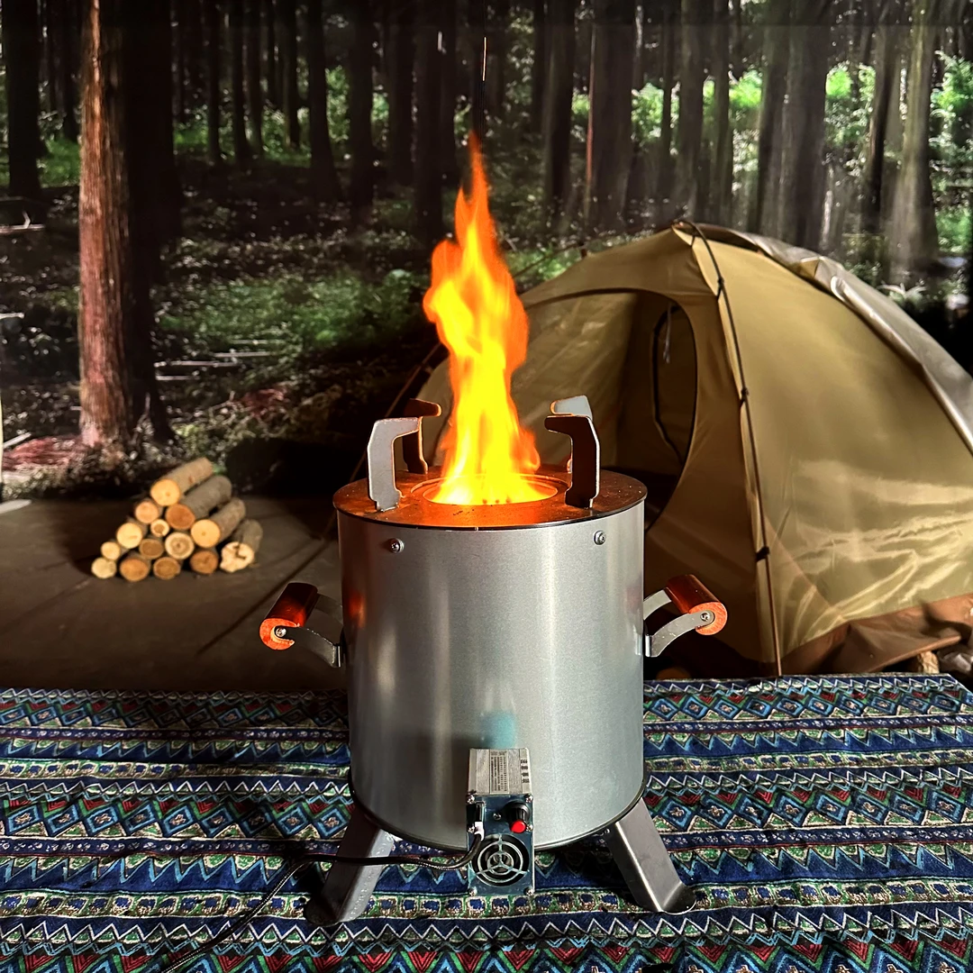 圆形户外野炊露营钓鱼做饭茶水柴火炉多次燃烧气化猛火防风罩