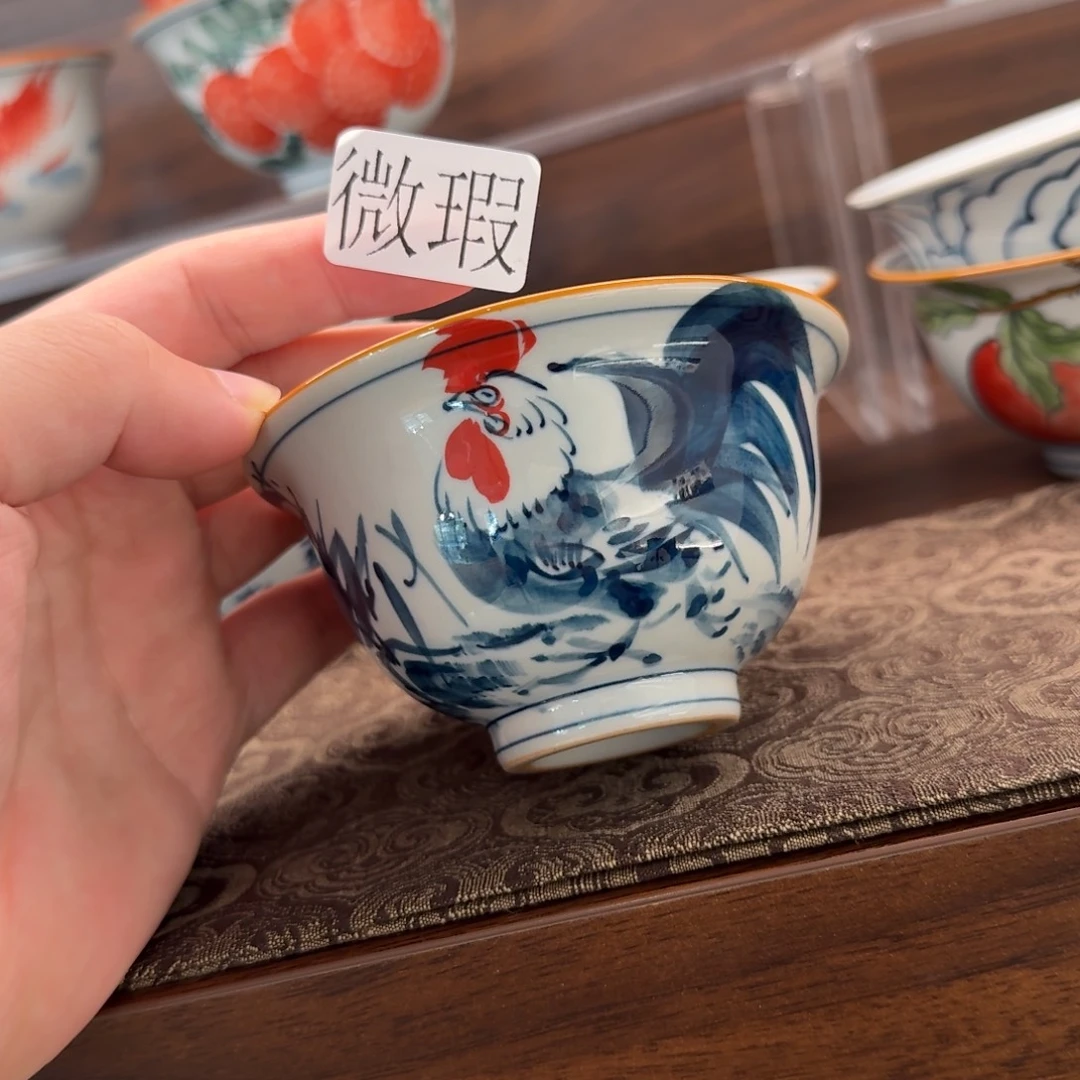 釉下手绘茶具微瑕
