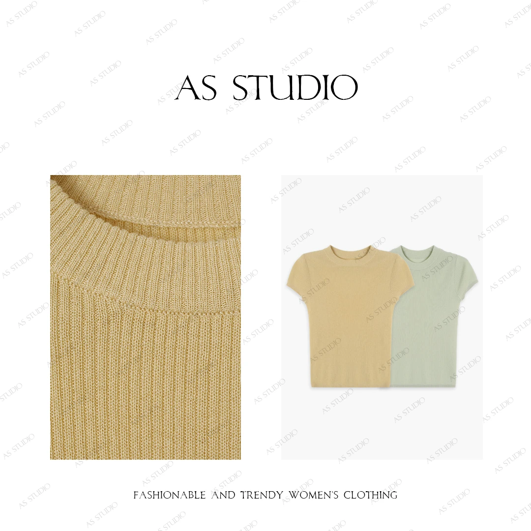 【AS软香T】铭顺25新螺纹圆领纯色百搭毛织短袖AS25XZZ00025