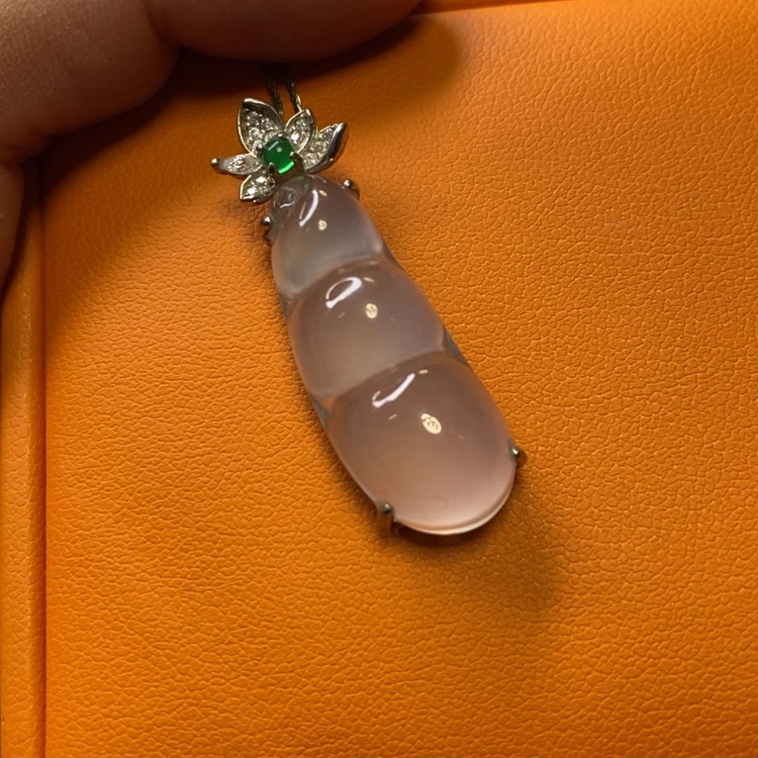 石英质玉银S925镶嵌吊坠