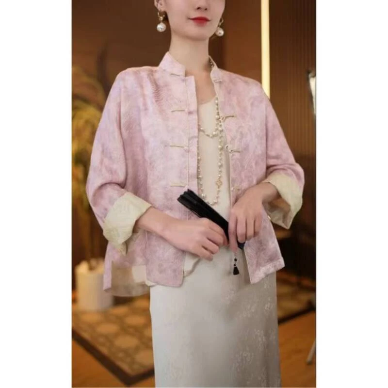 清-梦依-【浪蕊】中式国风江涯海浪纹复古提花外套20240665