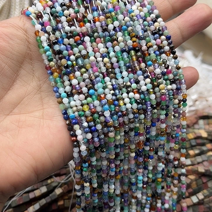 玛瑙/玉髓未镶嵌珠宝半成品一条3mm左右多宝刻面