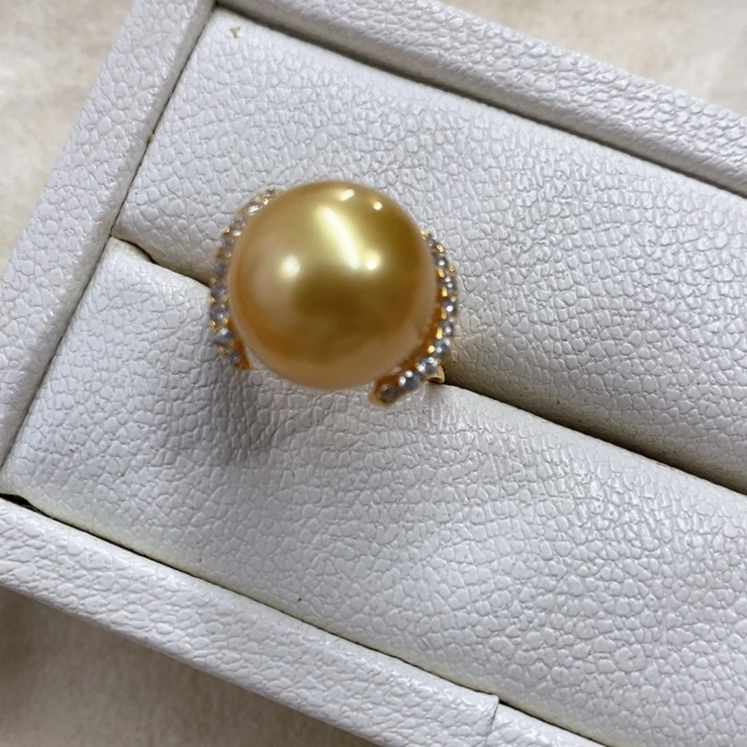 海水珍珠戒圈银S925镶嵌