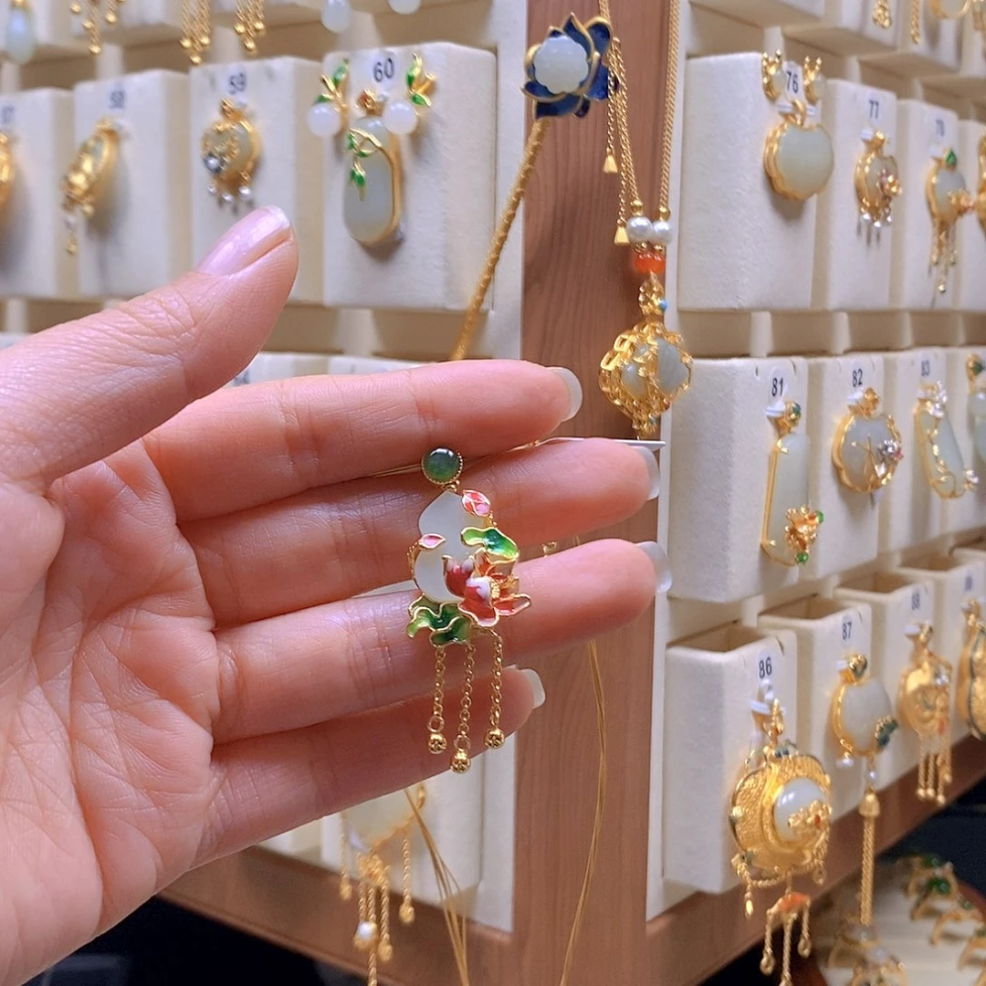 和田玉银S925镶嵌颈饰