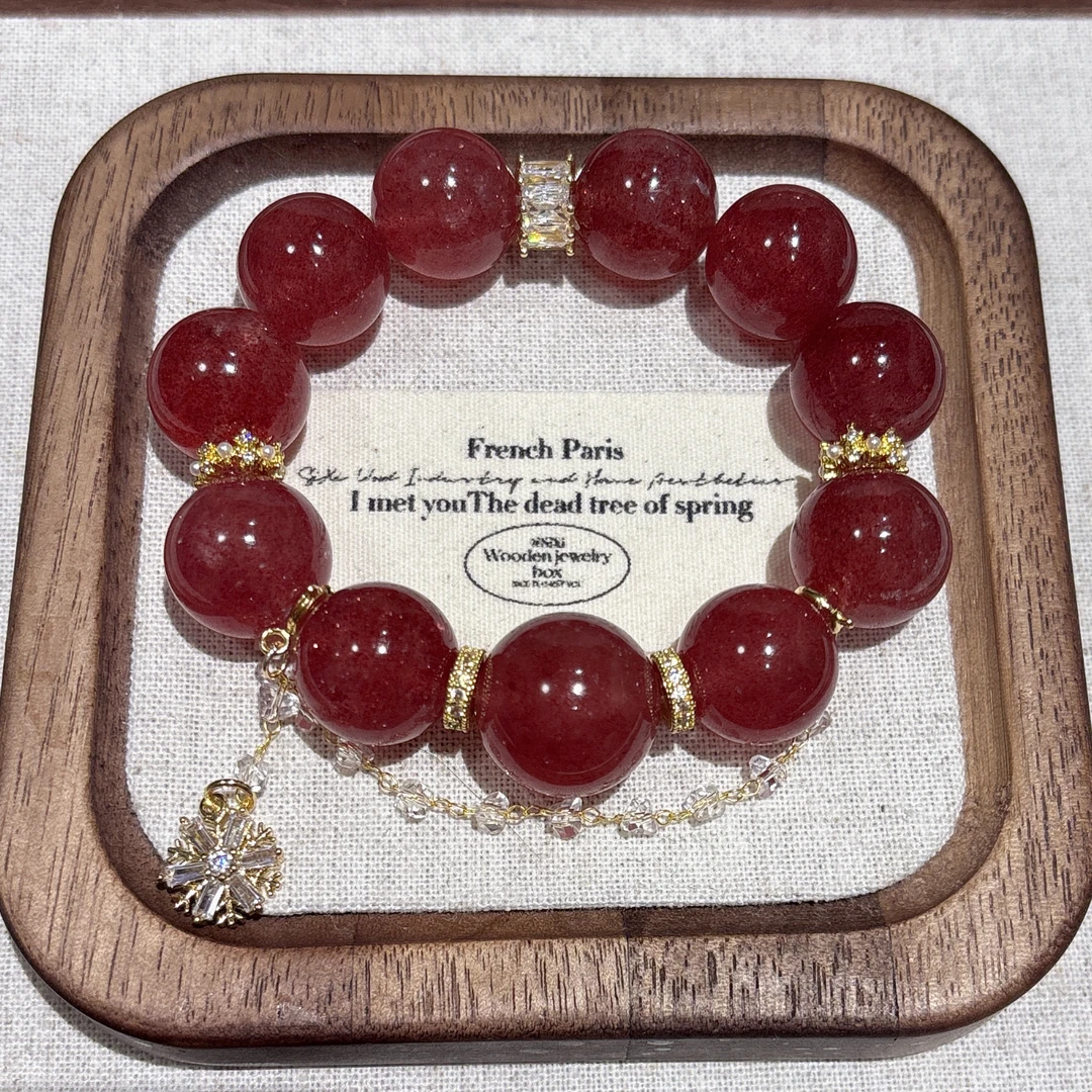 【绝美红草莓】卡16+毕业级红草莓手串A028S069