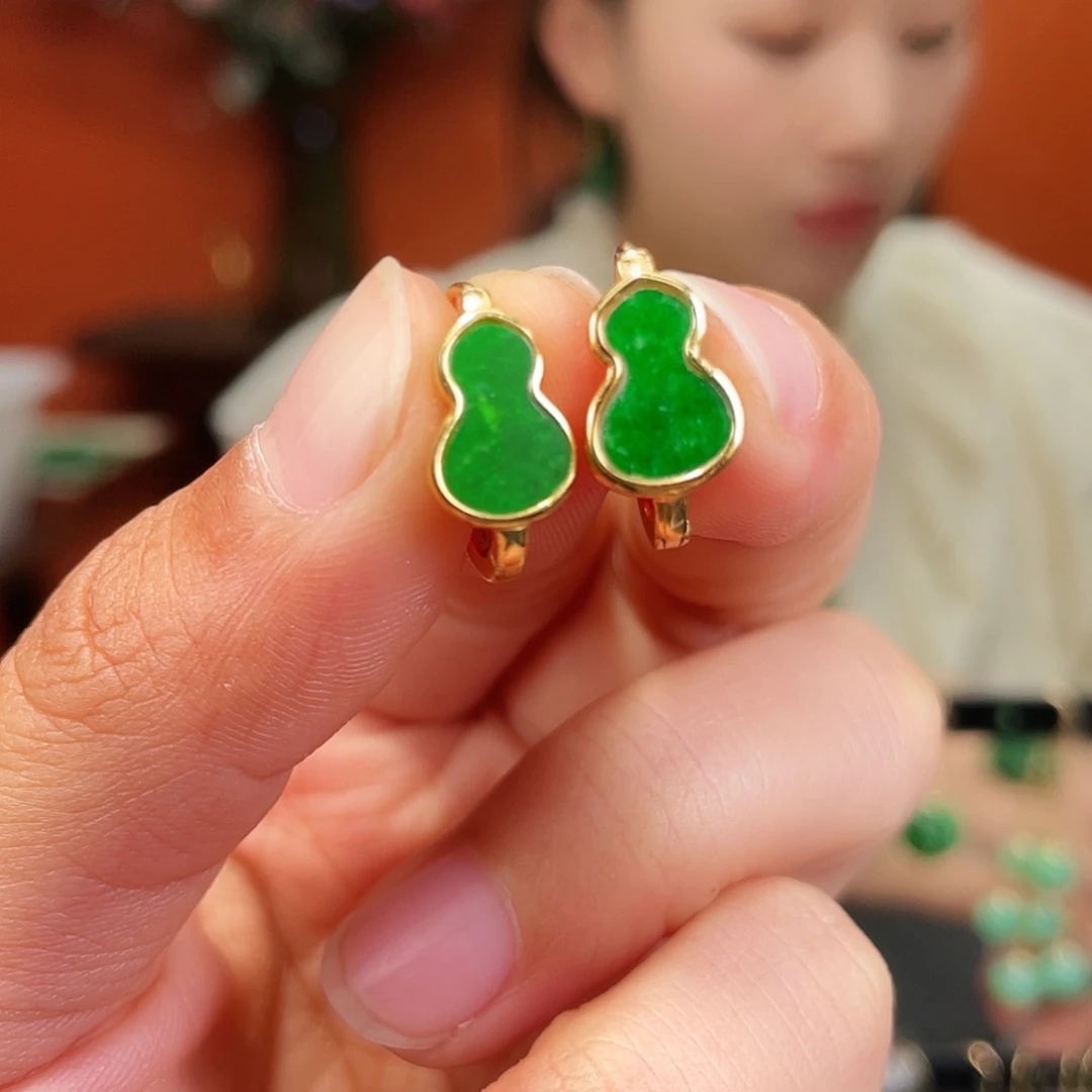 翡翠银S925镶嵌耳饰