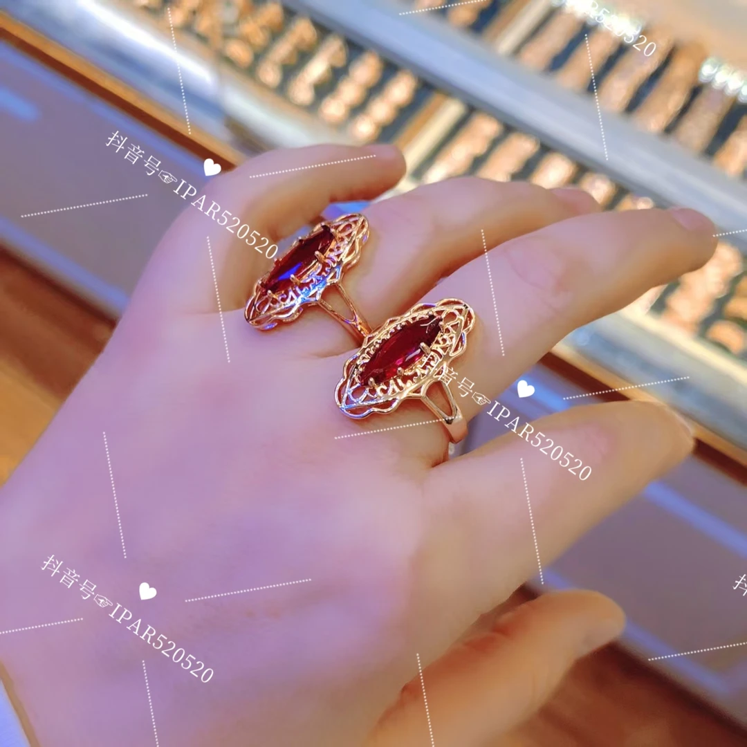 铜合金锆石戒指 简约个性甜美花卉小众古风镶嵌轻奢时尚一对戒指