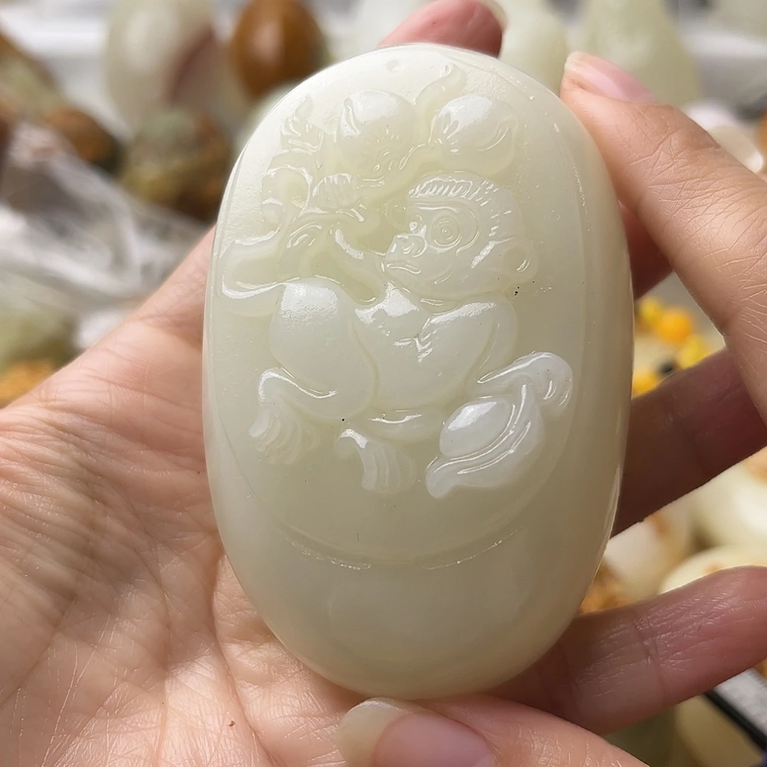 石材方解石手把摆件不退换猴