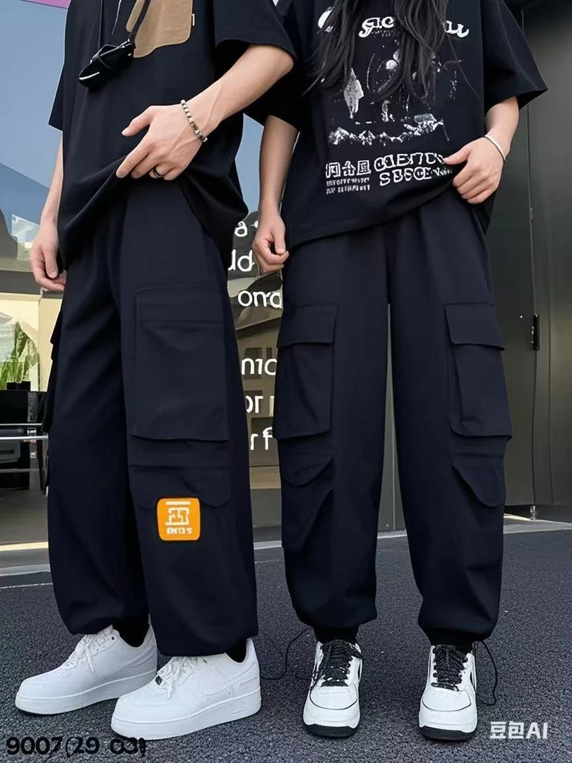 潮牌中大童夏款工装裤