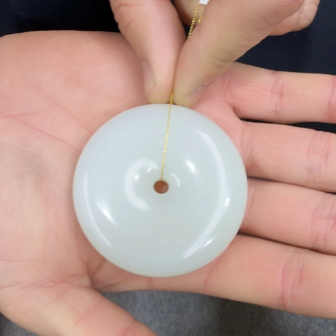 和田玉未镶嵌挂件白玉大平安扣吊坠