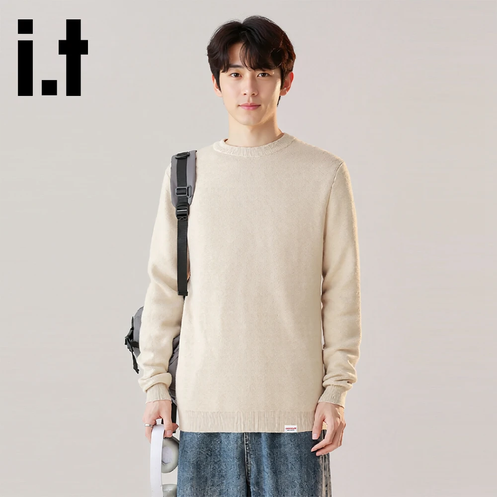 it:CHOCOOLATE男士2025秋冬季新款圆领针织毛衣内搭保暖休闲上衣