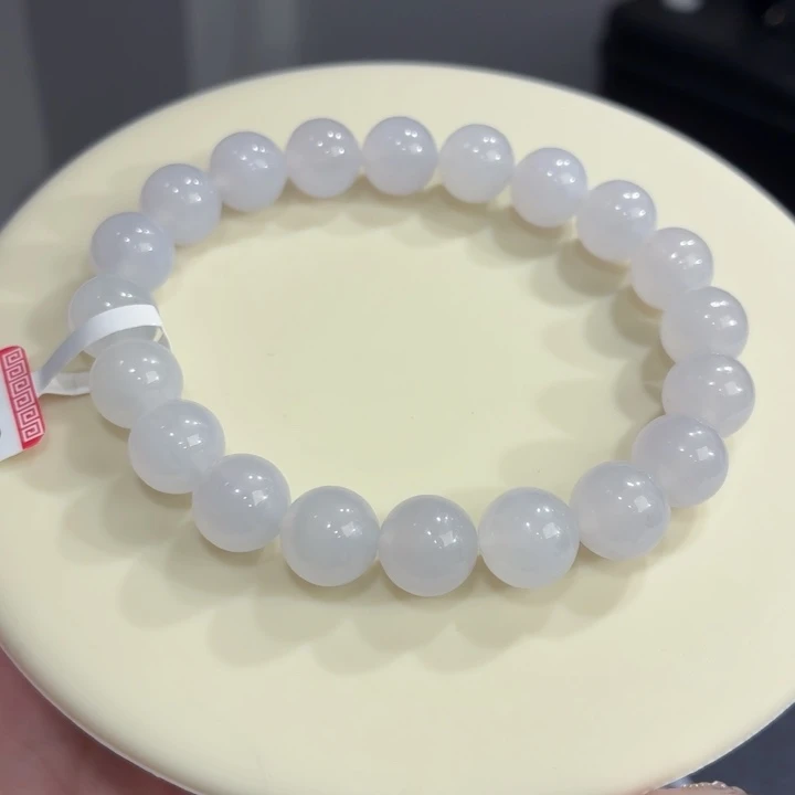 暖***柚未镶嵌手链翡翠冰胶浅紫卡9.8