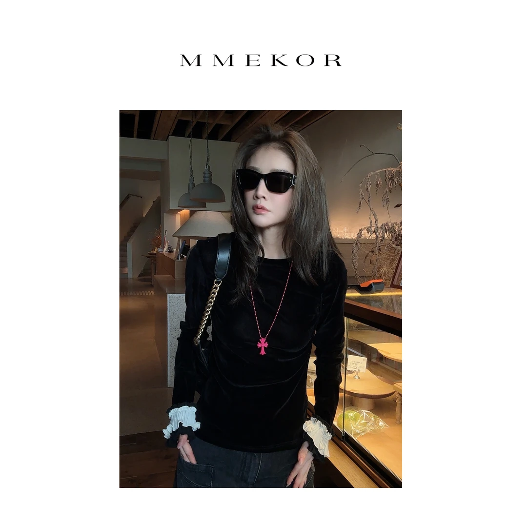 MMEKOR“富贵花”T恤 2025新款秋款千金玛德琳时髦长袖 31015