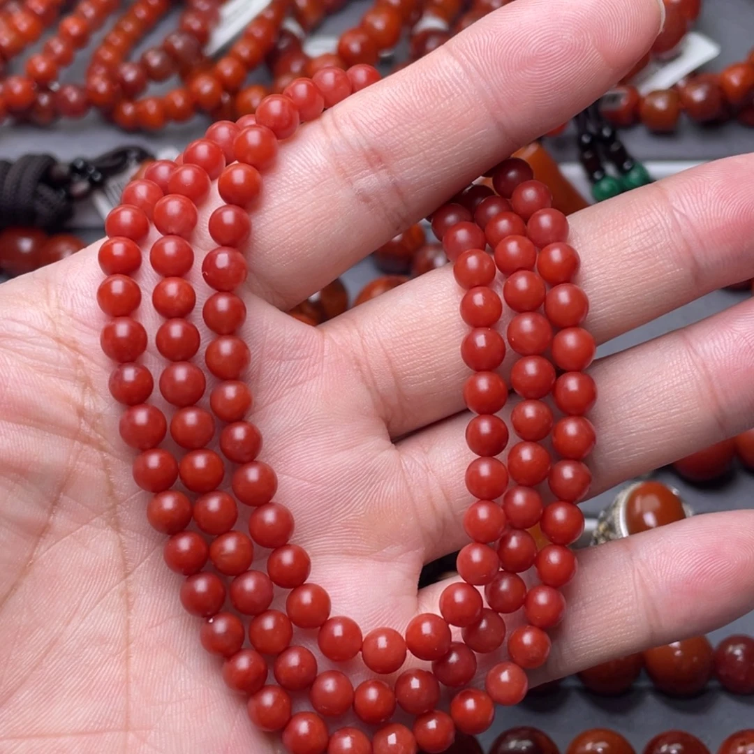 南红玛瑙未镶嵌南红玉石6mm保山杨柳料锦红哑光108