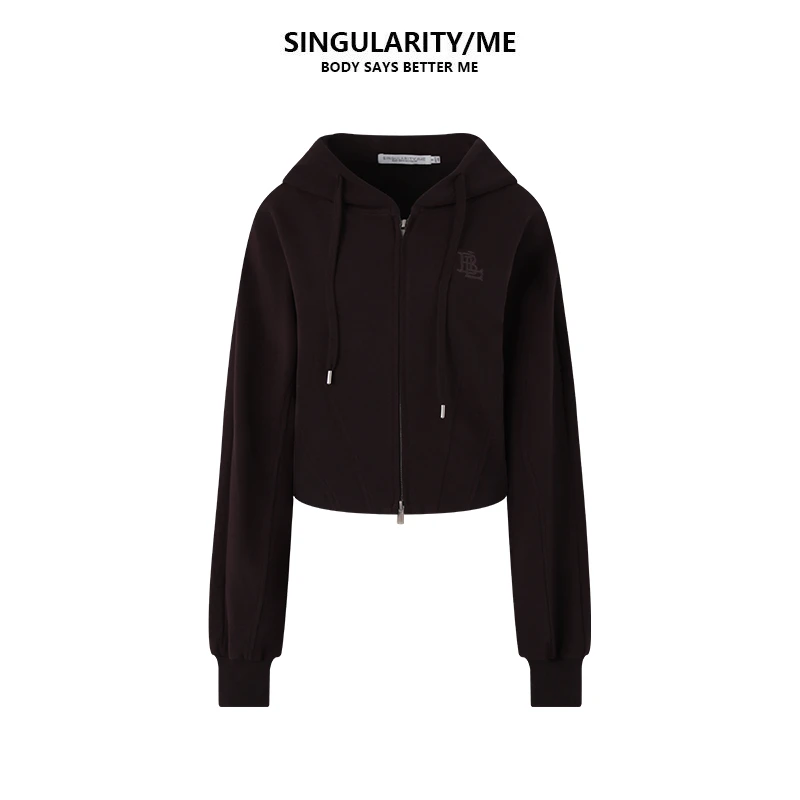 Singularity Me 8A 7018 早秋连帽显瘦腰身短款休闲卫衣开衫外套