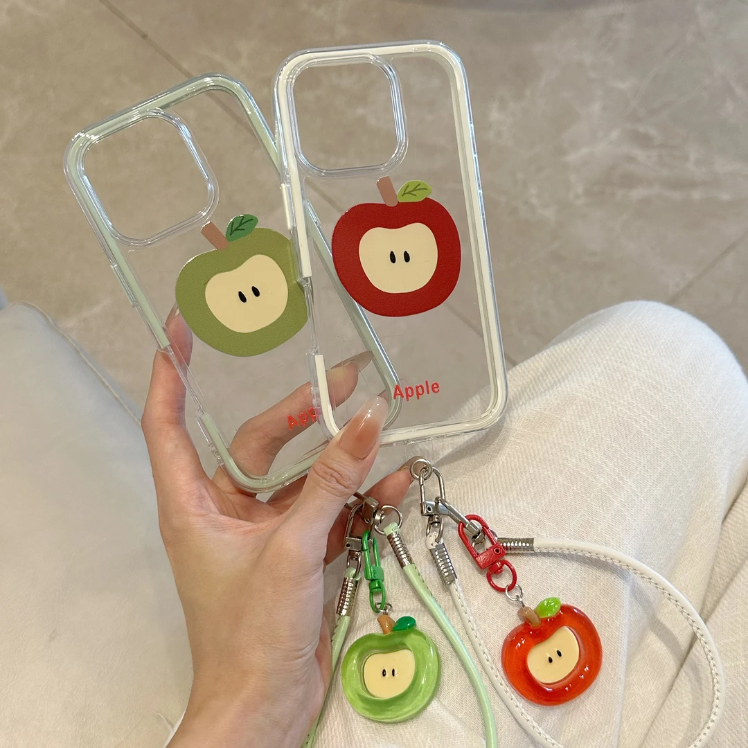 简约卡通苹果适用iphone/华为手机壳苹果简约创意新款ins保护套潮