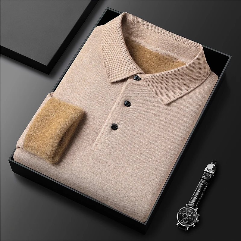 【现货速发】100%纯羊毛衫加绒加厚纯色翻领针织毛衣保暖舒适打底衫