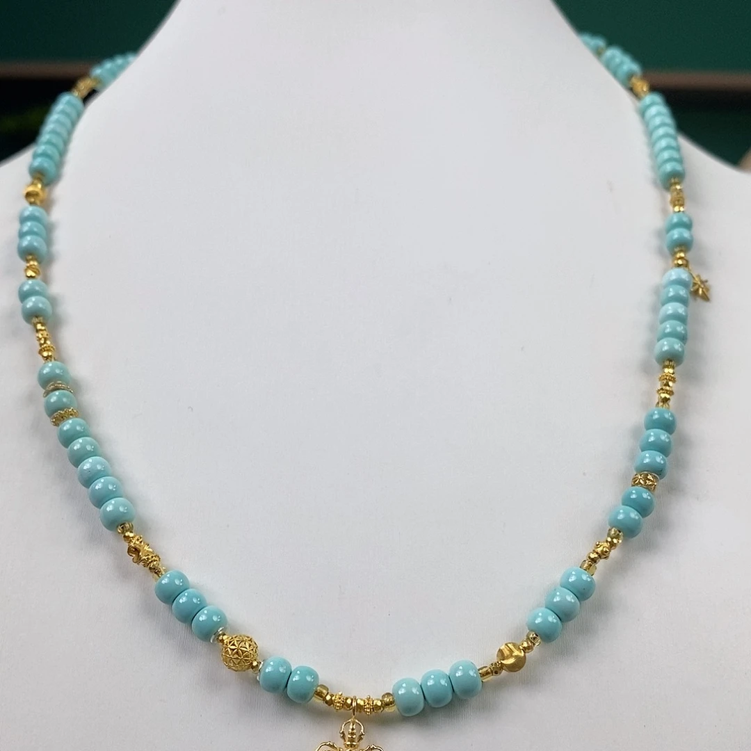 18K金镶嵌绿松石挂件