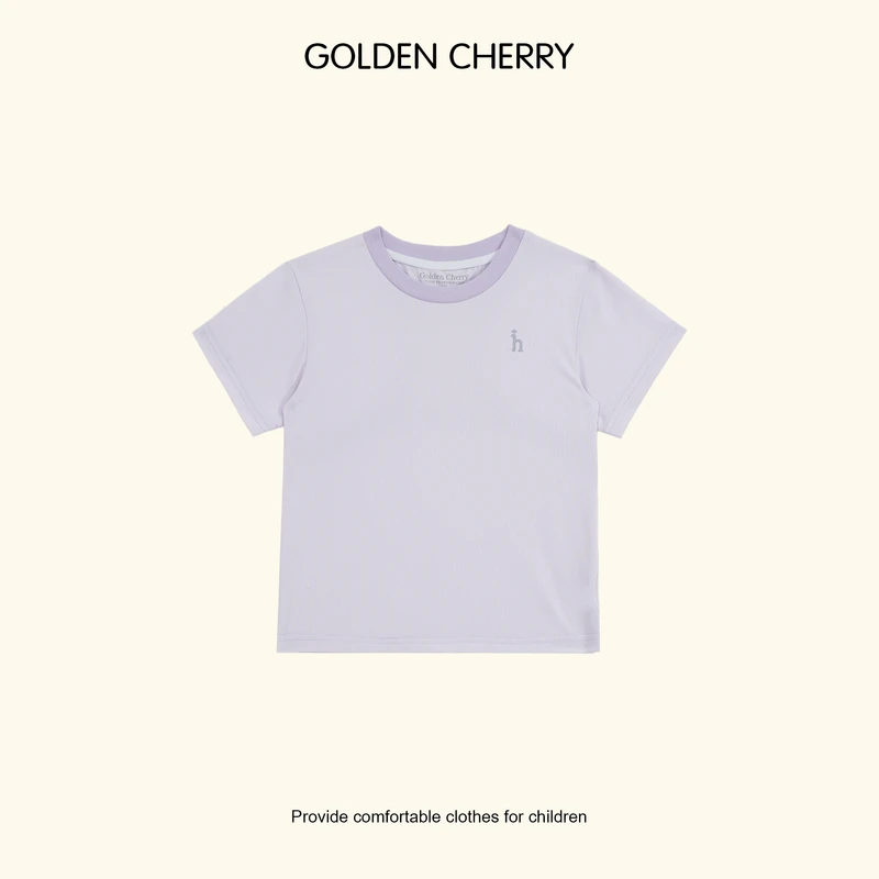 【金樱桃Golden cherry】小童速干紫色背带h小标休闲百搭T恤32515