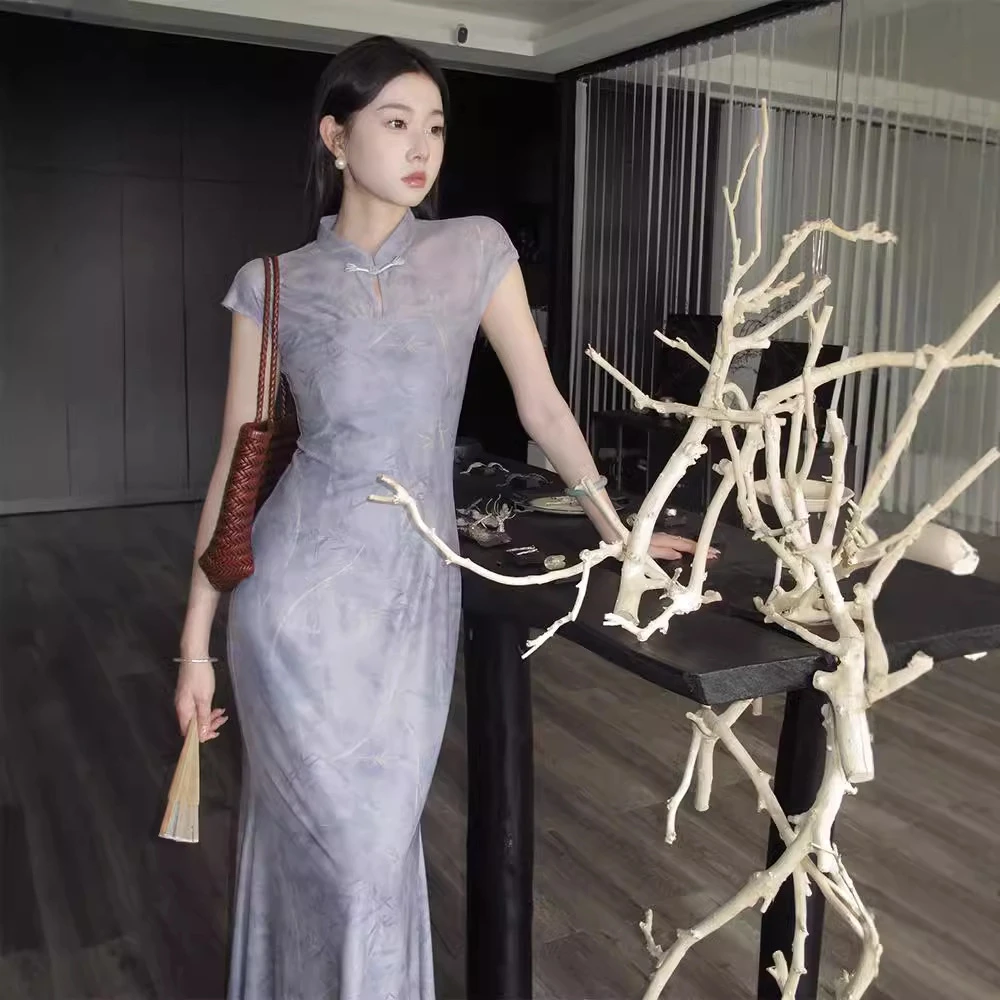 新中式国风【江南柳】温婉改良旗袍连衣裙女夏季显瘦长裙