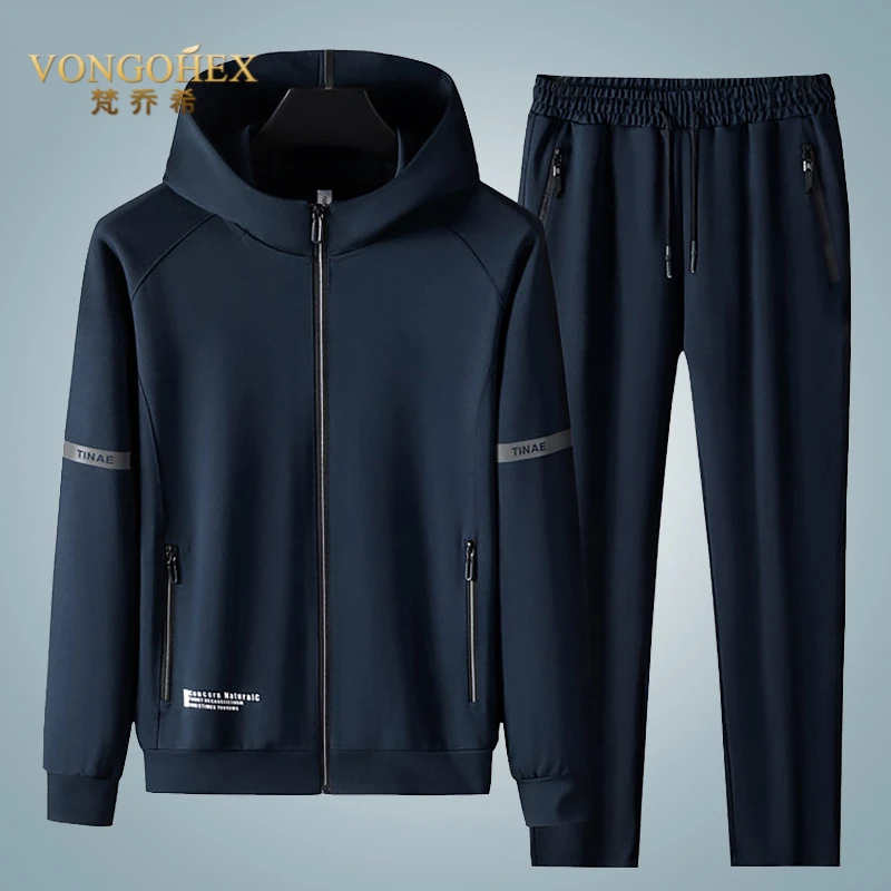 VONGOHEX休闲运动套装男春秋跑步两件运动服男连帽运动服